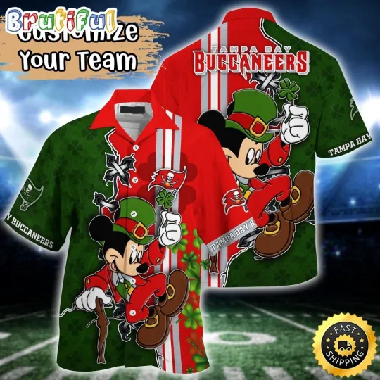 Discover Customized football Tampa Bay Hawaiian Shirt Mickey Saint Patricks Day