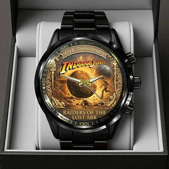 Discover Indiana Jones Raiders of the Lost Ark 45th Anniversary Black Stainless Steel Watch