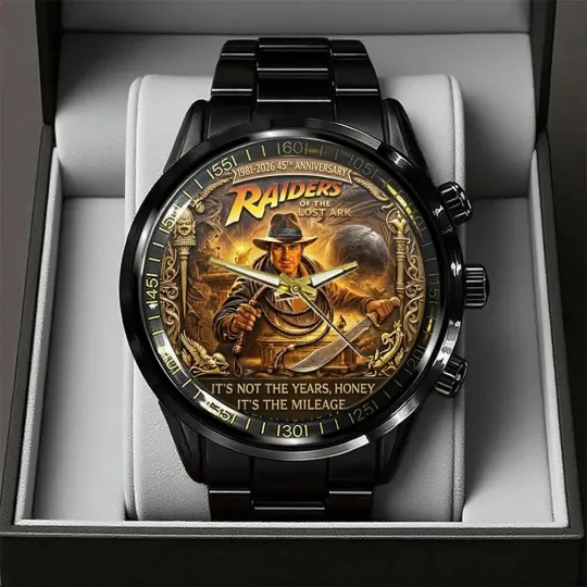 Discover Indiana Jones Raiders of the Lost Ark 45th Anniversary Black Stainless Steel Watch