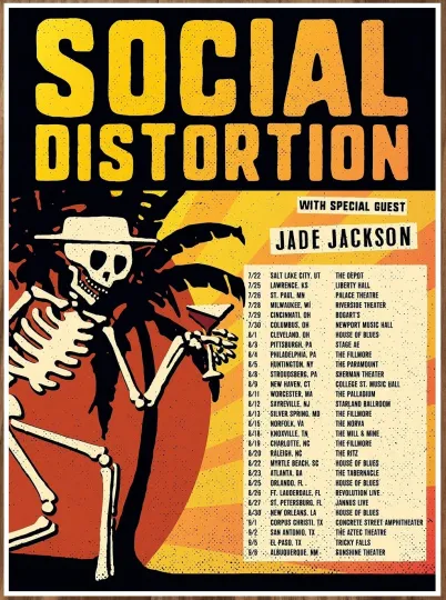 Social Distortion Tour 2017 Limited Edition Vertical Poster Punk Rock Hardcore Cowpunk