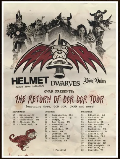 Discover GWAR Helmet Dwarves Return of Gor Gor Tour 2025 Premium Matte Vertical Poster Ltd Ed Rare