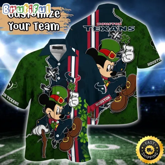 Discover Customized football Houston Hawaiian Shirt Mickey Mouse Patricks Day