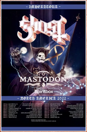 Ghost Mastodon Spiritbox Impera Tour 2022 Ltd Ed Vertical Poster
