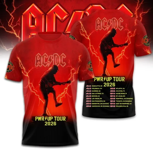 Ac dc Power Up Tour 2026 T-Shirt 3D Graphic Rock Band Concert