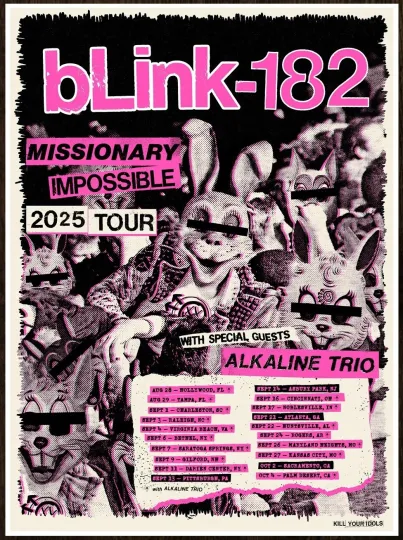 Discover B182 Alkaline Trio Missionary Impossible Tour 2025 Limited Edition Vertical Poster