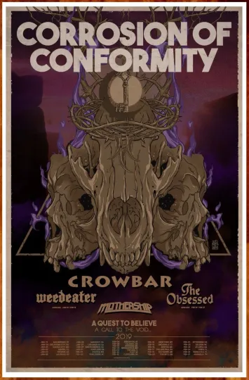 Corrosion of Conformity, Crowbar, Weedeater 2019 Tour Ltd Ed Vertical Poster