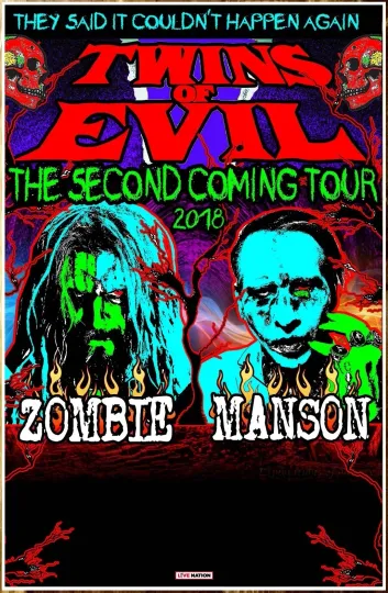 Rob Zombie & Marilyn Manson Twins of Evil Tour 2018 Premium Matte Vertical Poster Limited Edition