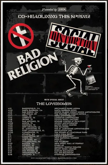 Discover Bad Religions & Social Distortion Tour 2024 Poster Premium Matte Vertical Limited Edition