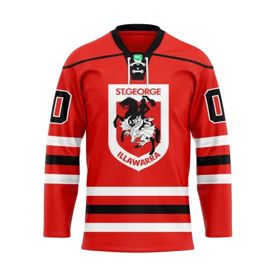 Discover Personalized St. George Illawarra Dragons Lace Hockey Jersey Men's Fan Gear