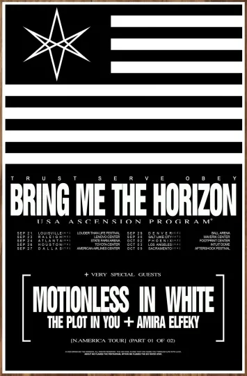 Bring Me The Horizon & Motionless In White USA Tour 2025 Limited Edition Vertical Poster