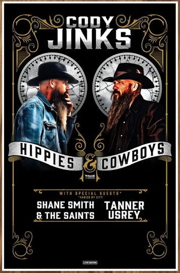 Discover Cody Jinks Hippies & Cowboys Tour 2025 Limited Edition Vertical Poster Outlaw Country Rock