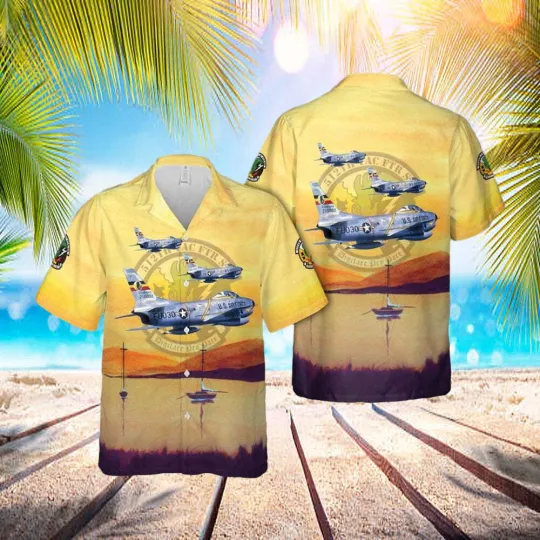 Discover Air Force 512th Fighter Squadron F-86D Sabre Hawaiian Shirt Men’s Military Casual Shirt