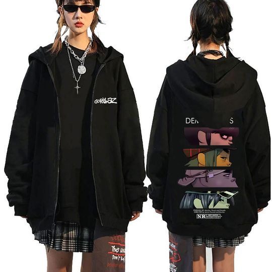 Discover Rock Band Gorillaz Demon Days Eyes Graphic Zipper Hoodie Men Hip Hop Fashion Oversized Zip Up Jacket Unisex Zip Up Sweatshirt