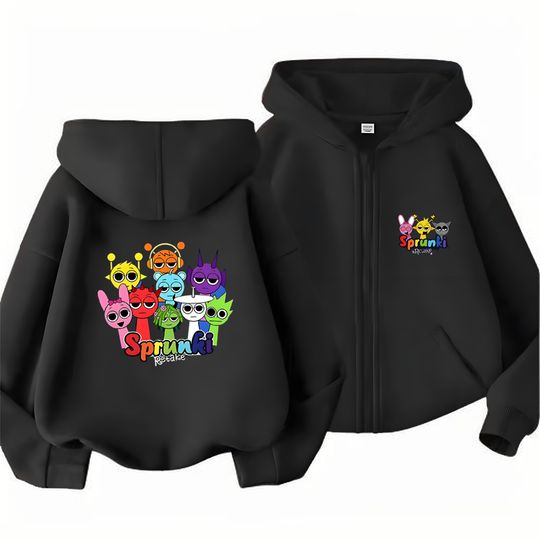 Discover Children Girls Boys Age 3-12 Coat Incredibox Sprunki Game Incredibox gifts Zipper style Hoodies  black Kids Sweatshirt