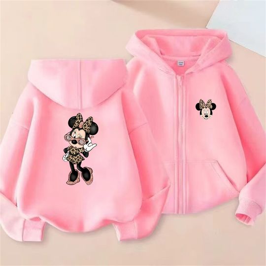 Discover Children Zip Up Hoodie cardigan Tops Girl pink Boy Coat Hoodies Kid 3-12 Year Zipper Sweatshirts Mickey Mouse Clothes Minnie