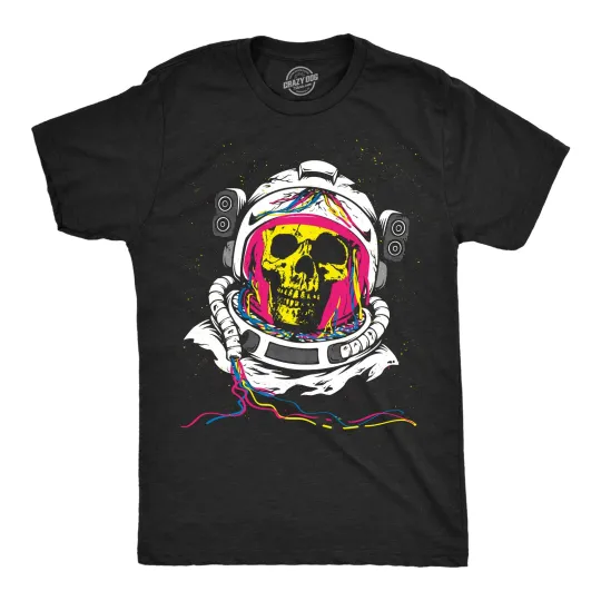 Discover Mens Funny T Shirts Rainbow Astronaut Skull Cool Graphic Tee for Men