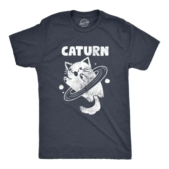 Discover Mens Caturn T Shirt Funny Cute Saturn Kitten Planet Rings Outerspace Tee for