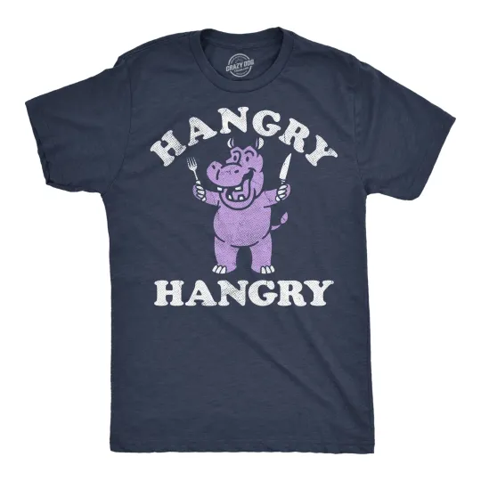 Discover Mens Funny T Shirts Hangry Hangry Hippo Sarcastic Graphic Novelty Tee for Men