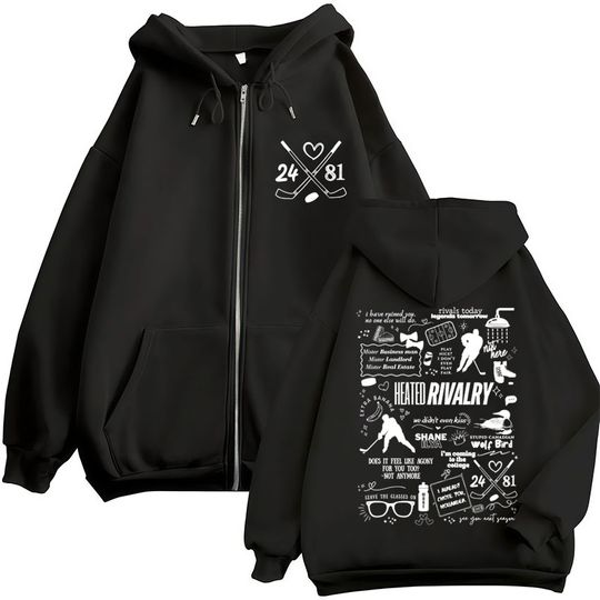 Discover Heated Rivalry Shane Hollander‌ 24 Ilya Rozanov 81 Zip Up Hoodie Men Women Vintage Zip Up Sweatshirt Loose Fleece Winter Jackets