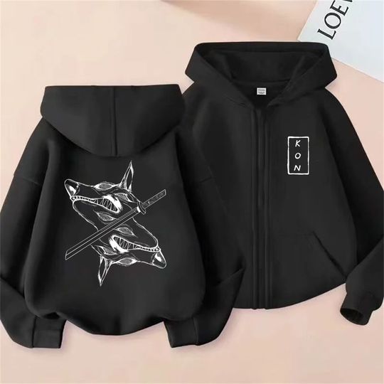 Discover Anime Chainsaw Hayakawa Aki Summon Fox Devil Kon Zipper Hoodie Men Women Casual Zip Up Sweatshirt Male Vintage Jacket Coat