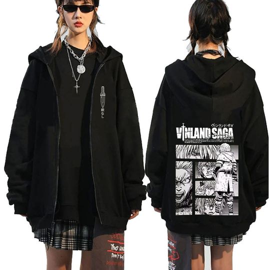 Anime Vinland Saga Zipper Hoodies Manga Thorfinn Karlsefni Men's Women Clothing Zip Up Sweatshirts Harajuku Oversized Pullovers