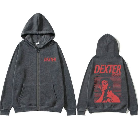 Vintage TV Play Dexter Morgan Zipper Hoodie Men Women Casual Oversized Zip Up Jacket Men's High Quality Cotton Zip Up Sweatshirt