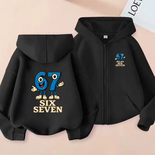 Discover Kids Six Seven Spring Autumn Zipper Sweatshirt kawaii Sportswear Hoodies Girls Boy 3-12Yrs Fashion Sports Coat Casual Tracksuits