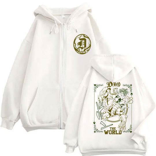 Jojo's Bizarre Adventure Zipper Hoodie Jotaro Kujo Pullover Dio Giorno Zipper Jacket Men's and Women's Casual Fleece Hoodie