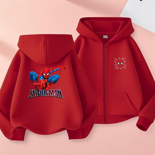Spider-Man Zipper style Children cardigan tops print age 3-12 Children Hoodie coat  Boys Girls Sweatshirt black blue Clothing