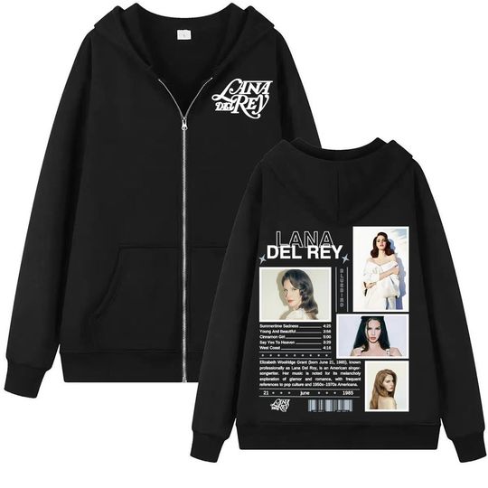 Singer Lana Del Rey Album Tour 2025 Zipper Hoodies Men Women Retro Hip Hop Trending Sweatshirt Jacket High Quality Zip Up Hoodie
