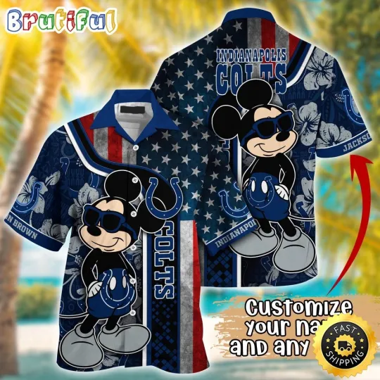 Discover Customized football Indianapolis Colts Hawaiian Shirt Mickey Mouse Tropical Shirt