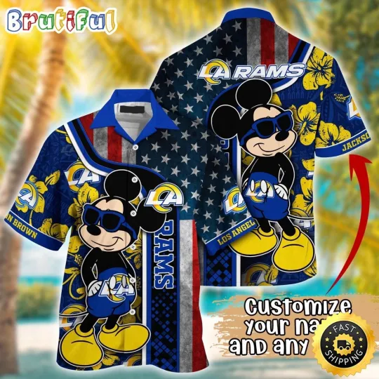 Discover Customized football Los Angeles Rams Hawaiian Shirt Mickey Mouse Tropical Shirt