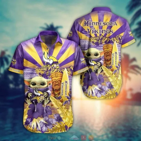 Discover football Minnesota Vikings Tiki Baby Yoda Fan Hawaiian Shirt