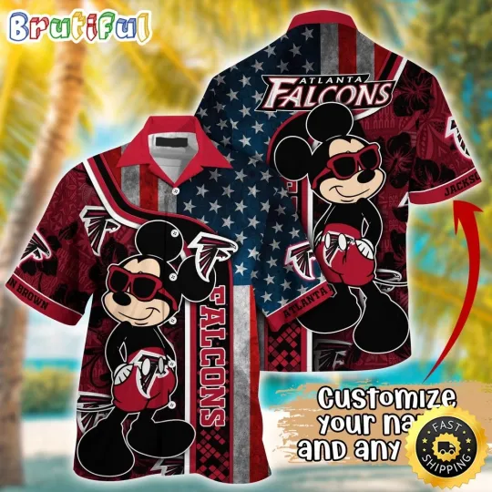 Discover Customized football Atlanta Falcons Hawaiian Shirt Mickey Mouse Tropical Shirt