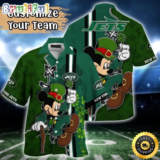 Discover Customized football New York Hawaiian Shirt Mickey Mouse Saint Patricks Day