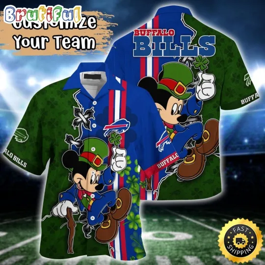 Discover Customized football Buffalo Hawaiian Shirt Mickey Mouse Patricks Day