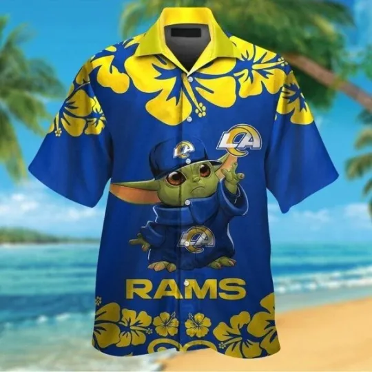 Discover Los Angeles Rams Baby Yoda Tropical Hawaiian Shirt For Men And Women