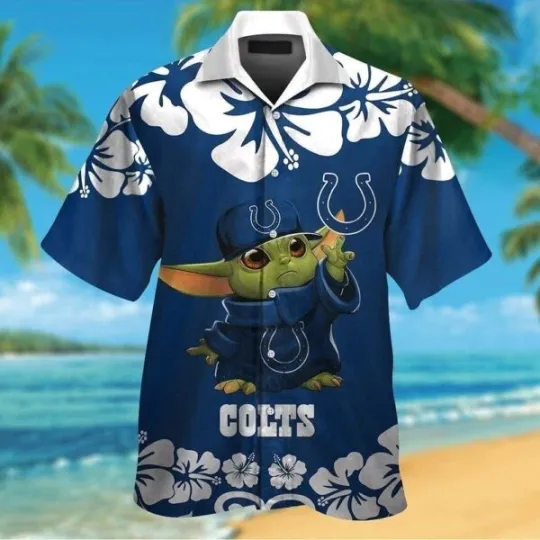 Discover football Indianapolis Colts Baby Yoda Tropical Hawaiian Shirt For Men And Women