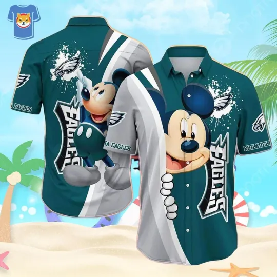 Discover Cool Mickey Mouse Disney football Philadelphia Eagles Hawaiian Shirt