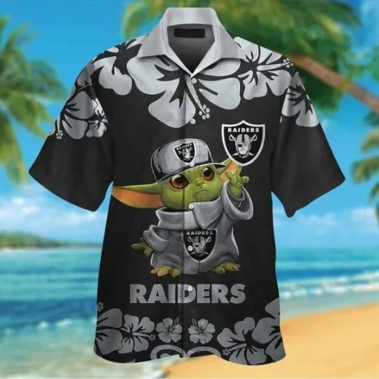 Discover Las Vegas Raiders football Baby Yoda Tropical Hawaiian Shirt For Men And Women