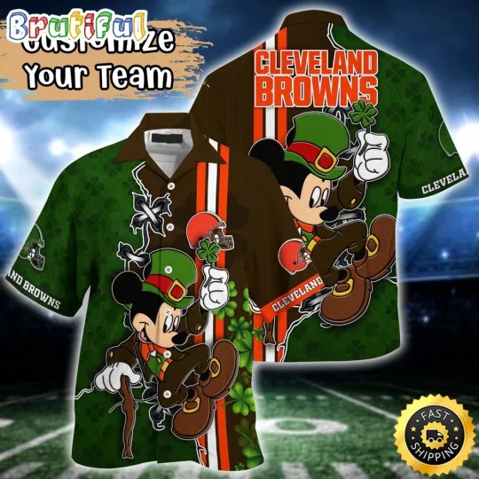 Customized football Cleveland Hawaiian Shirt Mickey Mouse Patricks Day
