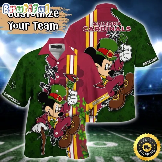 Discover Customized football Arizonna Cardinals Hawaiian Shirt Mickey Mouse Patricks Day