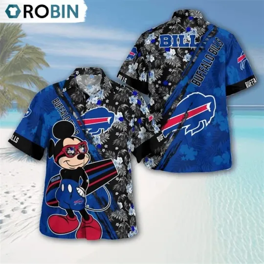 Buffalo Football Mickey Mouse Floral Short Sleeve Hawaiian Shirt