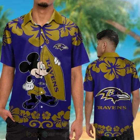 football Baltimore And Mickey Mouse Hawaiian Shirt For Fans