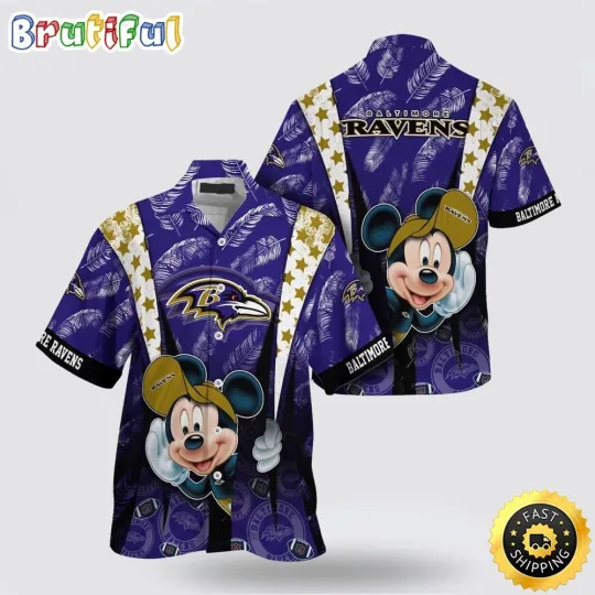 Discover football Baltimore Hawaiian Shirt Mickey Mouse Ball Shirt Full Size
