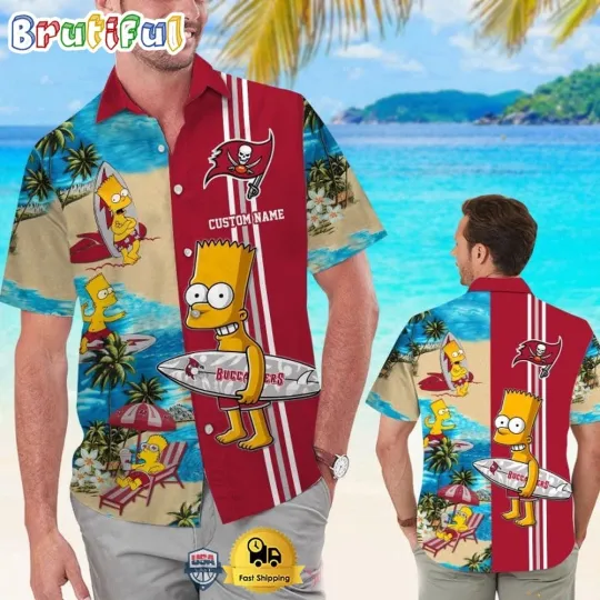 Discover Custom Name football Tampa Bay Bart Simpson Tropical Hawaiian Shirt