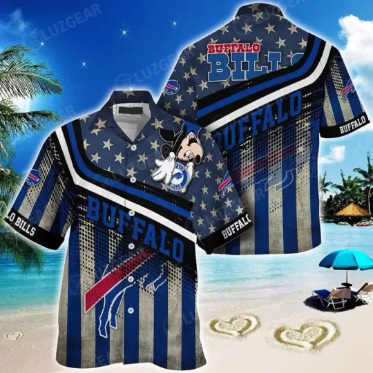 Discover Buffalo Football Stars & Stripes Mickey Hawaiian Shirt