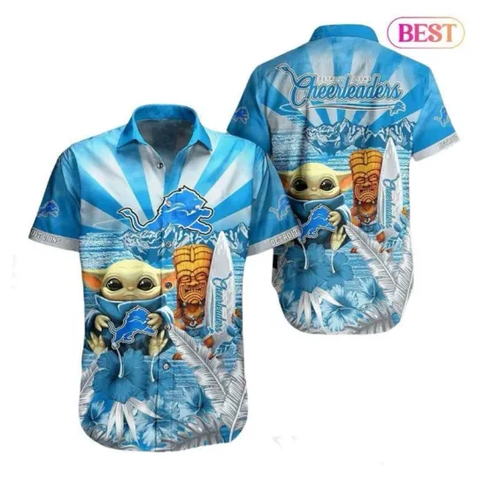 Discover football Detroit Lions Baby Yoda Tropical Breeze Hawaiian Shirt