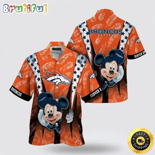Discover football Denver Broncos Hawaiian Shirt Mickey Mouse Ball Shirt Full Size