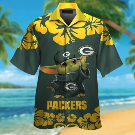 Discover Green Bay Packers Baby Yoda Tropical Hawaiian Shirt For Men And Women
